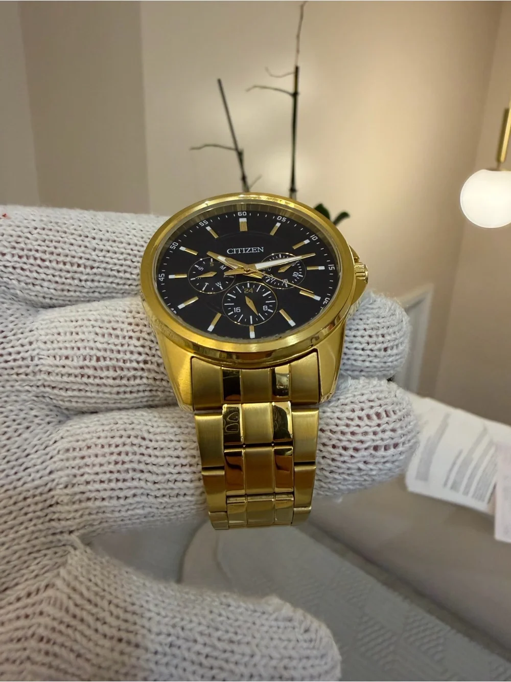 Citizen Gold Multi-Function Men's Quartz Blue Dial Watch AG8342-52L w/ Box 42mm